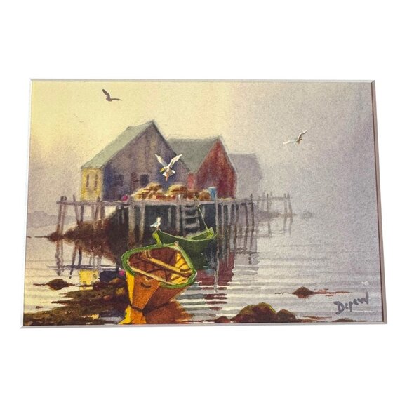 Neil Depew Art Print Set 2 Matted Watercolor Illustrations Nautical Beach House - Picture 4 of 9